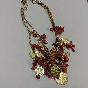 NWT 2 STRAND GOLD/CHARM ADJUSTABLE NECKLACE